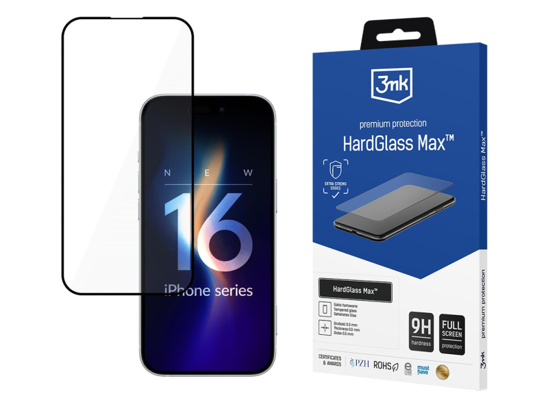 3mk HardGlass Max Black do iPhone 16 Plus